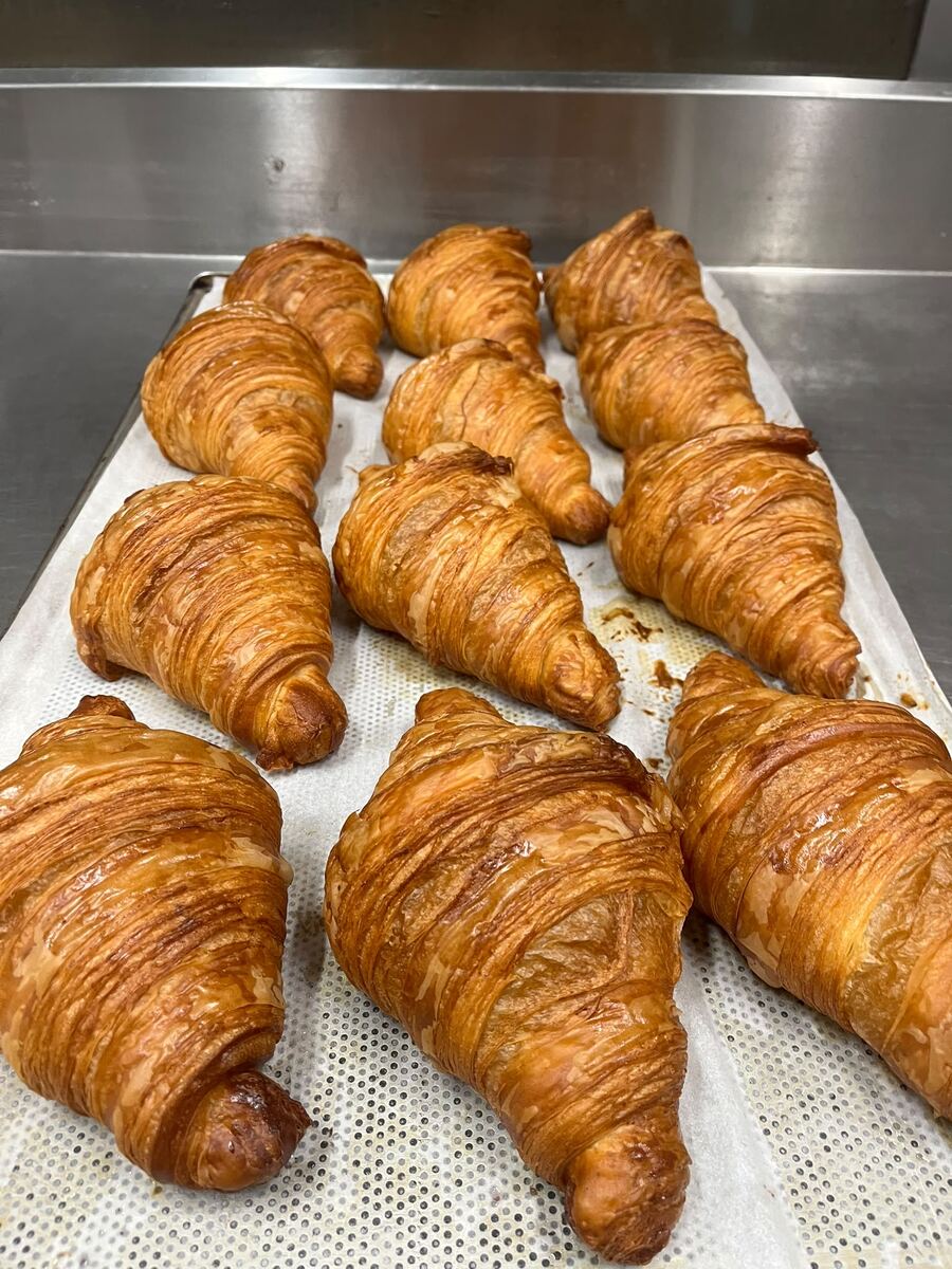 Freshly baked croissants at Éclair Boulangerie in Hampton